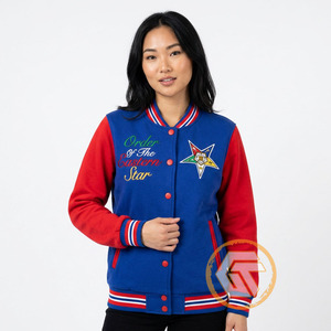 Customized Eastern <b>Star</b> Cotton Fleece Varsity <b>Jacket</b> Women Embroidered Breathable Quick Dry Greek Apparel Plus Size Autumn - Product Image 4