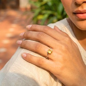 Anillo Solitario de Citrino, Plata de Ley 925, Hecho a Mano, Piedra Amarilla Natural, Joyería con Gema de Noviembre - Product Image 3