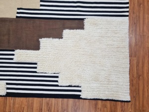 Modern Geometric Area Rug Rectangle Wool <b>Acrylic</b> Hand Tufted Plush Non Slip Rubber Backing for Living Room Home Use - Product Image 3