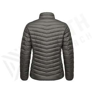 Quilted Jacket Women's Winter Stand Collar Full Sleeve Polyester Filling Zipper Closure Solid Color Regular Length - Product Image 2