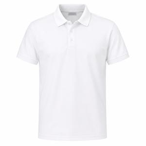 Polo en piqué blanc uni à manches courtes pour homme, décontracté, respirant, en coton tricoté, coupe classique - Product Image 1