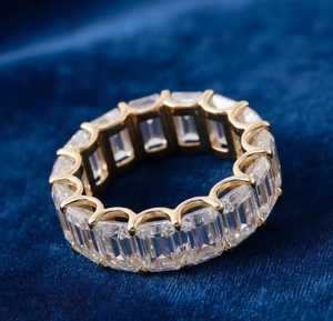 Sparkly Emerald Cut Moissanite Full Eternity Band <b>Ring</b> For Unisex 925 Silver With Rhodium Plated <b>Thick</b> Band Proposal Gift Her - Product Image 3