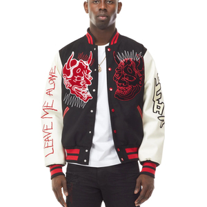 Chaqueta Varsity Personalizada Extra Grande con Diseño de Demonio Bordado para Hombre, Chaqueta Bomber Letterman de Lana y Cuero PU de Alta Calidad, Estilo Urbano - Product Image 3