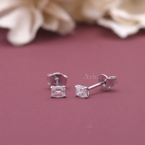 IGI Certified Lab Grown Diamond Emerald Solitaire <b>Stud</b> <b>Earrings</b> in 9K White / Rose & Yellow Gold | Luxury Diamond <b>Earrings</b> - Product Image 5
