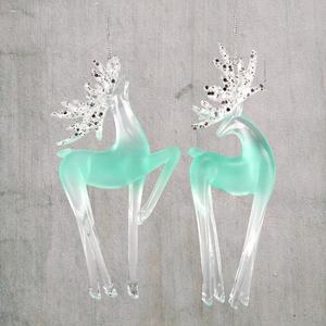 Décoration de Noël et du Nouvel An, peinture acrylique verte claire, renne à longues pattes 2D, flocon de neige éclatant, ornement de flocon de neige - Product Image 2