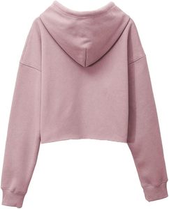 Sudadera corta con capucha rosa, manga larga, color liso, informal, de forro polar, para otoño - Product Image 2