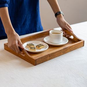 Wholesale Luxury Rectangular Acacia Wood Dining Tray Bulk Hotel Restaurant Serving Platter Elegant Natural Grain Tableware - Product Image 1