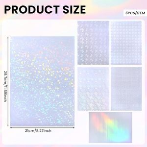 Hojas de Etiquetas Holográficas A4 |   Pegatina Transparente Autoadhesiva |   Impermeable |   Manualidades y Decoración DIY (Paquete de 36) - Product Image 2