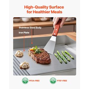 Piastra Elettrica Commerciale 28.54 X 15.75 Pollici, 2800W, 122-570°F, Controllo Temperatura Regolabile, Acciaio Inossidabile con Superficie Metà Liscia e Metà Rigata - Product Image 5