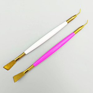 Herramienta de Lifting de Pestañas Vegana de Acero Inoxidable Chapado en Oro de Alta Calidad, Peine Separador de Pestañas de Doble Punta, Espátula Rosa y Blanca, Fast Lash - Product Image 1