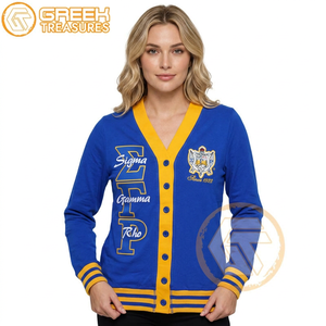 เสื้อคาร์ดิแกนปักอะคริลิค Sigma Gamma Rho แบบสั่งทำพิเศษ คุณภาพสูงสำหรับสตรี  ชุดลำลองฤดูหนาวสไตล์กรีก - Product Image 3