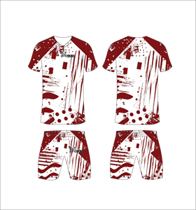 Conjunto de Camiseta y Pantalones Cortos de Fútbol Sublimados Ferocious para Hombre, Cuello en V, Absorbe la Humedad, Ropa Deportiva para Todas las Temporadas, Estampado Geométrico - Product Image 1