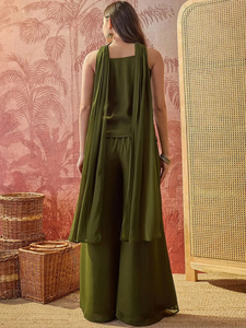 Top Bordado Floral Especial Aisha Bandhe con Pantalones Plazzo - Product Image 2
