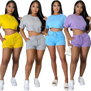 Jogger Suit Set Custom Women <b>Crop</b> <b>Tops</b> <b>Shorts</b> Casual Jogging Sweat Suits Tracksuit <b>Shorts</b> Set 2026 - Product Image 2