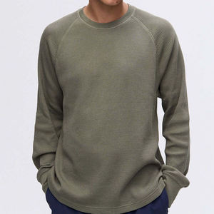 Custom Wholesale <b>Mens</b> <b>Thermal</b> Waffle Knit Long Sleeve T <b>Shirt</b> Raglan Sleeves Crewneck Pullover Tops Casual Outfits Clothing Fits - Product Image 1