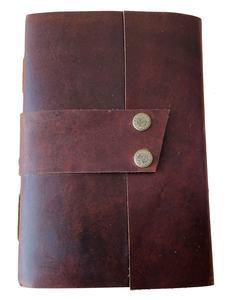 Deckle, papel de arte antiguo, diario de cuero genuino marrón oscuro, hecho a mano, libro de notas encuadernadas antiguas, libro de hechizos, Correa con botones de bloqueo - Product Image 4