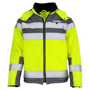 Wholesale Coated Hi Vis Waterproof Quilted Hooded Safety <b>Jackets</b> Unisex Custom Front Logo Industrial Safety <b>Jacket</b> For <b>Man</b> - Product Image 1