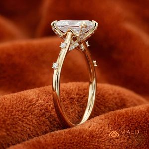 แหวนหมั้นเพชรโมอิสซาไนต์ทรงเรเดียนท์เคลือบทอง 18K เครื่องประดับเจ้าสาวสำหรับผู้หญิง สหรูหราแบบอเมริกัน - Product Image 2