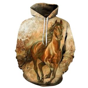 Sudadera con capucha de caballo con estampado 3D para hombre, sudadera informal de invierno, Jersey holgado para otoño e invierno, novedad de 2025 - Product Image 2
