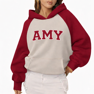 Sweat-shirt élégant pour femme, à capuche, long, en molleton d'hiver, coupe ample et décontractée, chaud, en coton, avec logo frontal - Product Image 1