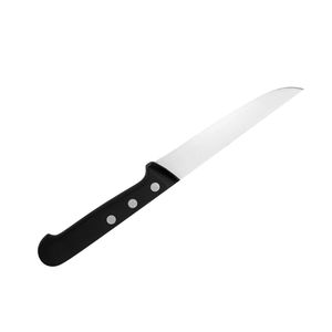 Couteaux de cuisine à lame argentée avec poignée incurvée noire et rivets métalliques pour la découpe des aliments et la préparation des produits frais à la maison - Product Image 3