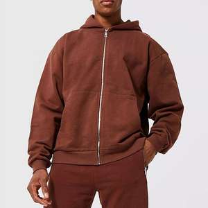 Sweat à capuche zippé personnalisé pour homme 100 % coton, en molleton bouclette de haute qualité, vierge, épais - Product Image 6