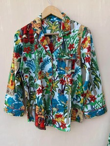 Indian Cotton Pajama Set: Floral Print Women's <b>PJs</b> - Product Image 2