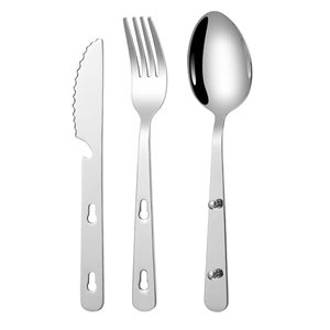 Ensemble de couverts de voyage portables en acier inoxydable avec couteau, fourchette et cuillère, finition miroir, réutilisables pour le camping, la randonnée et les voyages - Product Image 1
