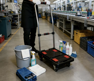 OEM/ODM Heavy Duty Aluminum Alloy Platform Hand Truck 4-<b>Wheel</b> Warehouse <b>Trolley</b> Cart 72×46.5×86.5cm 300kg Load Capacity - Product Image 4