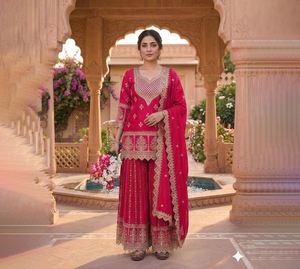 2025 Women's Traditional Sharara Summer Wedding Party Pakistani Punjabi Suits Custom Stitched Georgette Fabric Special Occasion - Product Image 1