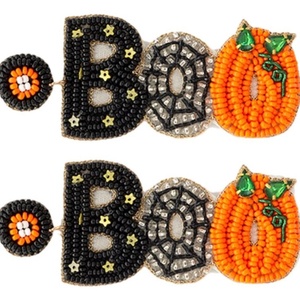 Pendientes Colgantes de Calabaza BOO con Cuentas de Formas Únicas y Letras de Halloween para Mujeres y Niñas, de Gran Atractivo - Product Image 1