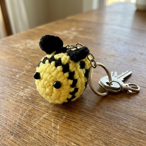 Handmade Crochet <b>Bee</b> Keychain Knitted Yellow <b>Bee</b> Amigurumi Bag Charm <b>Backpack</b> Pendant Pure Art Setup Handcrafted Gifts Set - Product Image 5