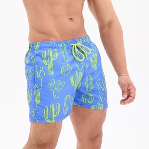 Shorts de bain pour hommes à imprimé cactus, séchage rapide, avec cordon de serrage, pour la plage, shorts de surf d'été, maillots de bain personnalisés OEM en gros - Product Image 2