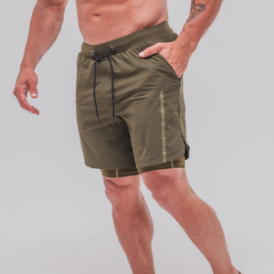 Men Sports Running Shorts Double <b>Layer</b> Quick Dry Workout Shorts with Inner Compression Support - Product Image 6