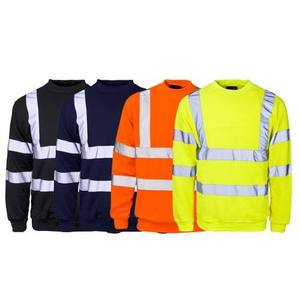 Hi Vis Crew Neck 100% Cotton Embroidered Winter Sweatshirt High Visibility Reflective <b>Work</b> Safety Top Trending Lightweight - Product Image 1