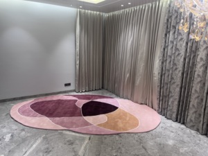Alfombra Moderna Hecha a Mano con Diseño Geométrico Rojo, Alfombra de Lana con Acabado Suave para Sala de Estar, Decoración Elegante para el Hogar - Product Image 5