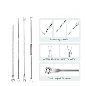 เครื่องมือกำจัดสิวเสี้ยน สิวอักเสบ สิวหัวขาว สิวหัวดำ คุณภาพสูง ทำจากสแตนเลส สำหรับการดูแลความงามส่วนบุคคล - Product Image 3