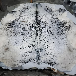 Large Cowhide Area Rug Tricolor Black Brown White Real Leather for Hotel Lobby <b>Lounge</b> Decoration and Heavy Duty Commercial Use - Product Image 1