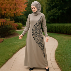 Abaya islamique modeste de haute qualité sur mesure pour femmes, coupe droite simple, longueur au sol, 100% polyester, couleur unie, robe musulmane - Product Image 2
