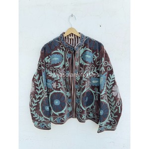 Indian Suzani <b>Velvet</b> <b>Jacket</b> Handmade Floral Embroidery <b>Jacket</b> Boho Hippie <b>Jacket</b> Inside Cotton Iining <b>Jacket</b> <b>Women's</b> <b>Jacket</b> - Product Image 1