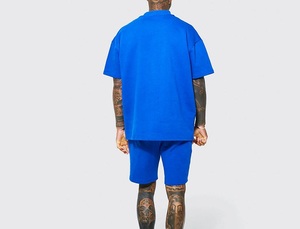 Conjunto de Camiseta y Pantalones Cortos para Hombre, 100% Algodón, Corte Holgado, Estilo Deportivo, Hombros Caídos, Precio Económico, Buena Calidad, Personalizable - Product Image 5