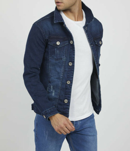 Classic Style Vintage Blue Denim Jacket Custom Casual Slim Long Sleeve <b>Jean</b> Jacket Men'S Ripped Biker denim jacket - Product Image 5