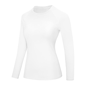 Camiseta de Manga Larga Blanca para Mujer, Corte Ajustado, Cuello Redondo, Suave y Elástica, Ropa Deportiva Informal, Directo de Fábrica - Product Image 2