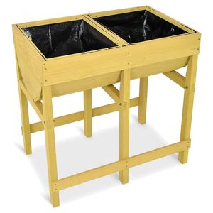 Raised Wooden <b>Vegetable</b> Flower Bed with Liner Elegant <b>Planter</b> for Indoor/Outdoor Use - Product Image 1