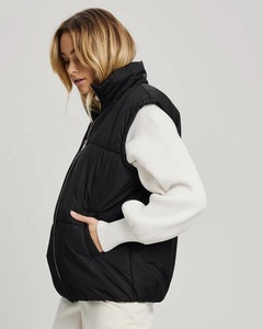 Chaleco de invierno personalizado para mujer, sencillo, 2020, acolchado con cremallera de alta calidad y cuello levantado, relleno de algodón, ropa exterior al por mayor - Product Image 2