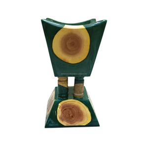 Handmade Eco-Friendly Wooden <b>Oud</b> <b>Bakhoor</b> Burner Green Natural Wood Indian Incense Arabic Home Decor - Product Image 1