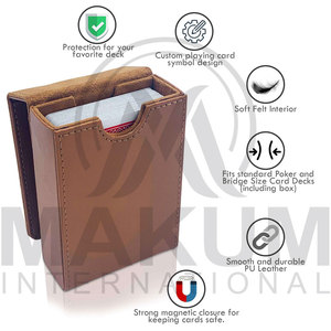 Housse en cuir pour cartes à jouer, noire et marron, adaptée aux cartes de jeu et aux cartes de bridge - Product Image 4