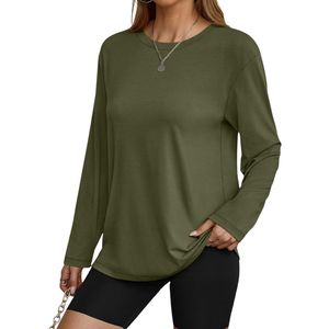 Custom Deep Forest Green Rounded Hem Tunic Length <b>Crewneck</b> Heavy Cotton Fleece Drop Shoulder Casual Oversized Sweatshirts - Product Image 3