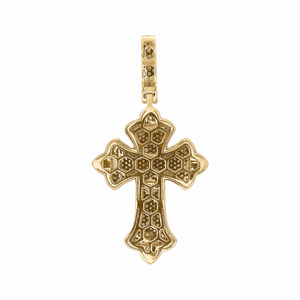 Colgante de Cruz Religiosa para Hombre, Oro Amarillo Sólido de 10K, Diamante de Corte Brillante, 1.80 Pulgadas, 1 Quilate, Joyería Hip-Hop - Product Image 2