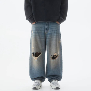 Jeans Baggy Streetwear Homme, Pantalon Ample Hip Hop, Jean Oversize Femme, Jean Boyfriend en Denim - Product Image 1
